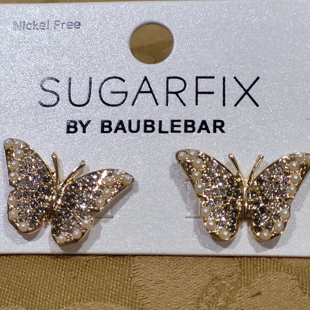 NEW SUGARFIX by BaubleBar Crystal Wings Butterfly Stud Earrings